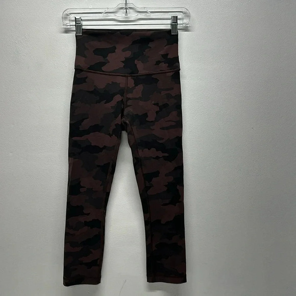 Lululemon Wunder Train  Leggings High Rise CropCropped 21" Camo Brown Size 4 - Picture 1 of 9